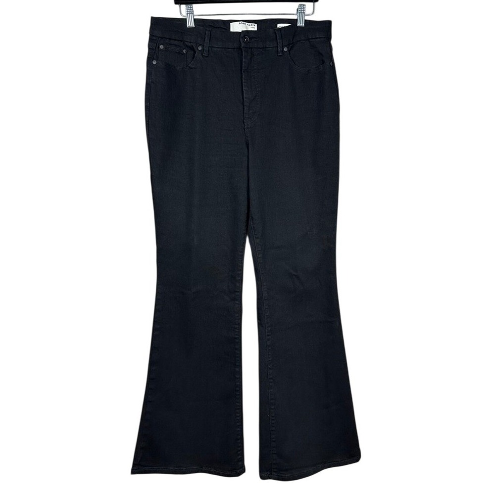 Anne Klein Jeans Womens Black High Rise Flare Jeans Size‎ 14 NWOT